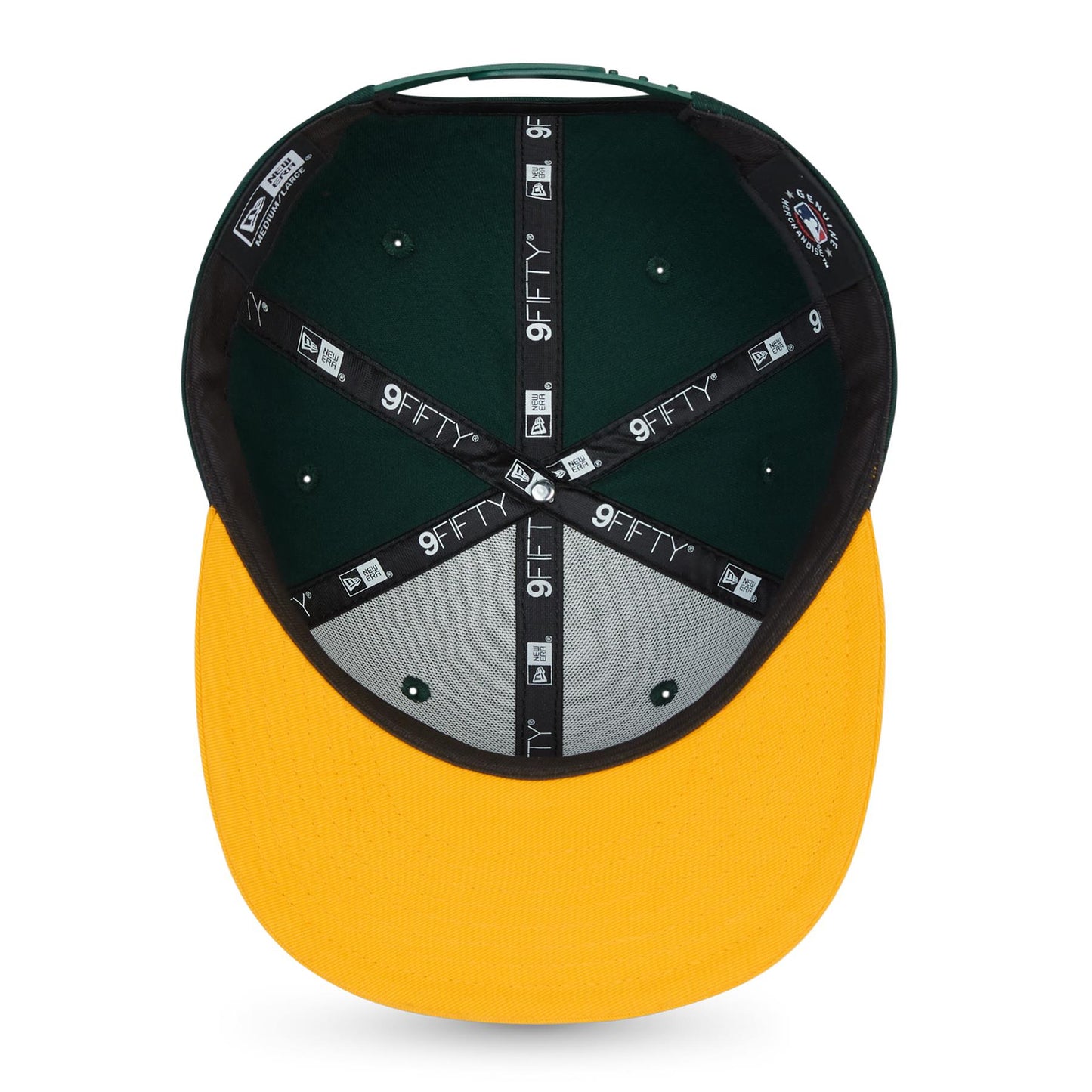 New Era Mens MLB 9Fifty Snapback Flat Brim Cap ~ Oakland Athletics Green Yellow