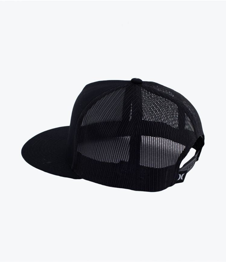 Hurley Icon Trucker Solid Flat Snapback Peak Black Cap