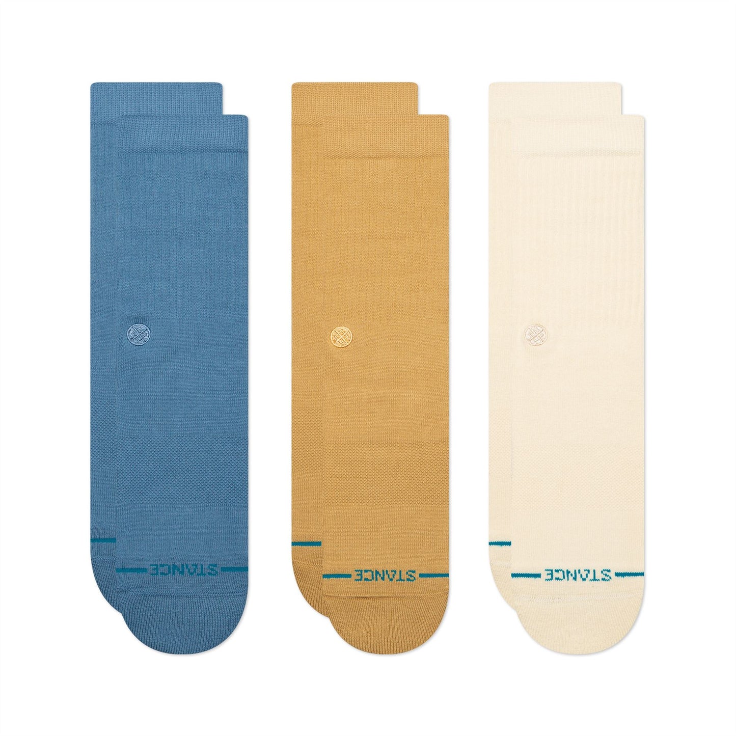 Stance Mens Crew Socks 3 Pack ~ Icon blue brown cream