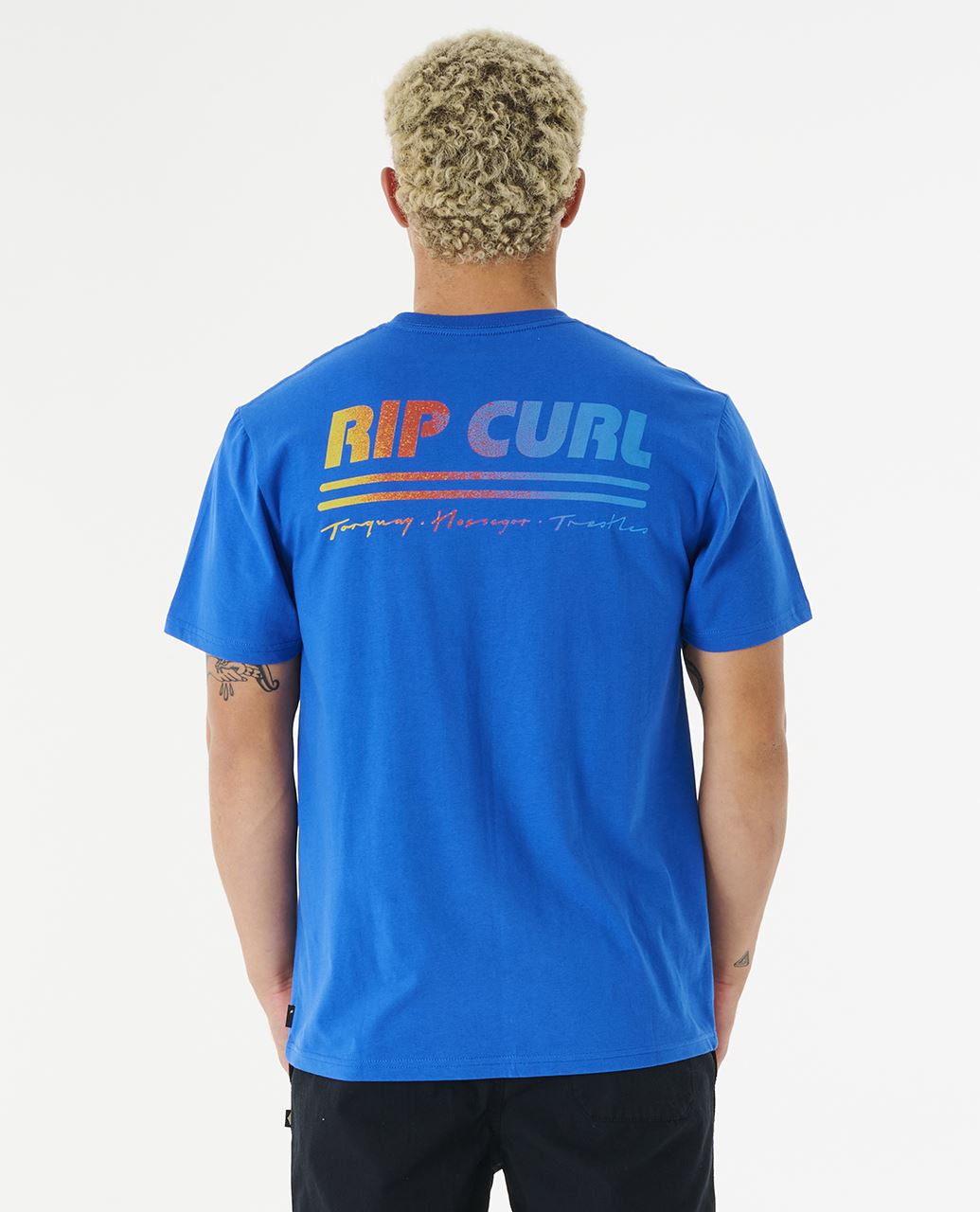 Rip Curl Cotton SS T-Shirt ~ Surf Revival Decal retro blue
