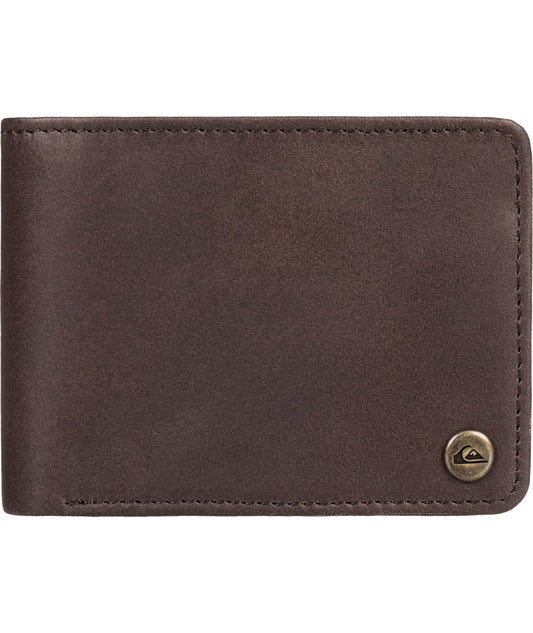 Quiksilver Men's Tri-Fold RFID Leather Wallet ~ Mack 2 brown