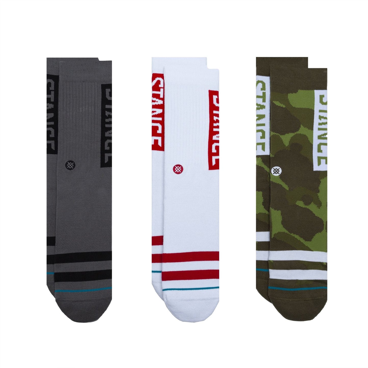 Stance Men's Crew Socks 3 pack ~ The Og 3 Pack camo