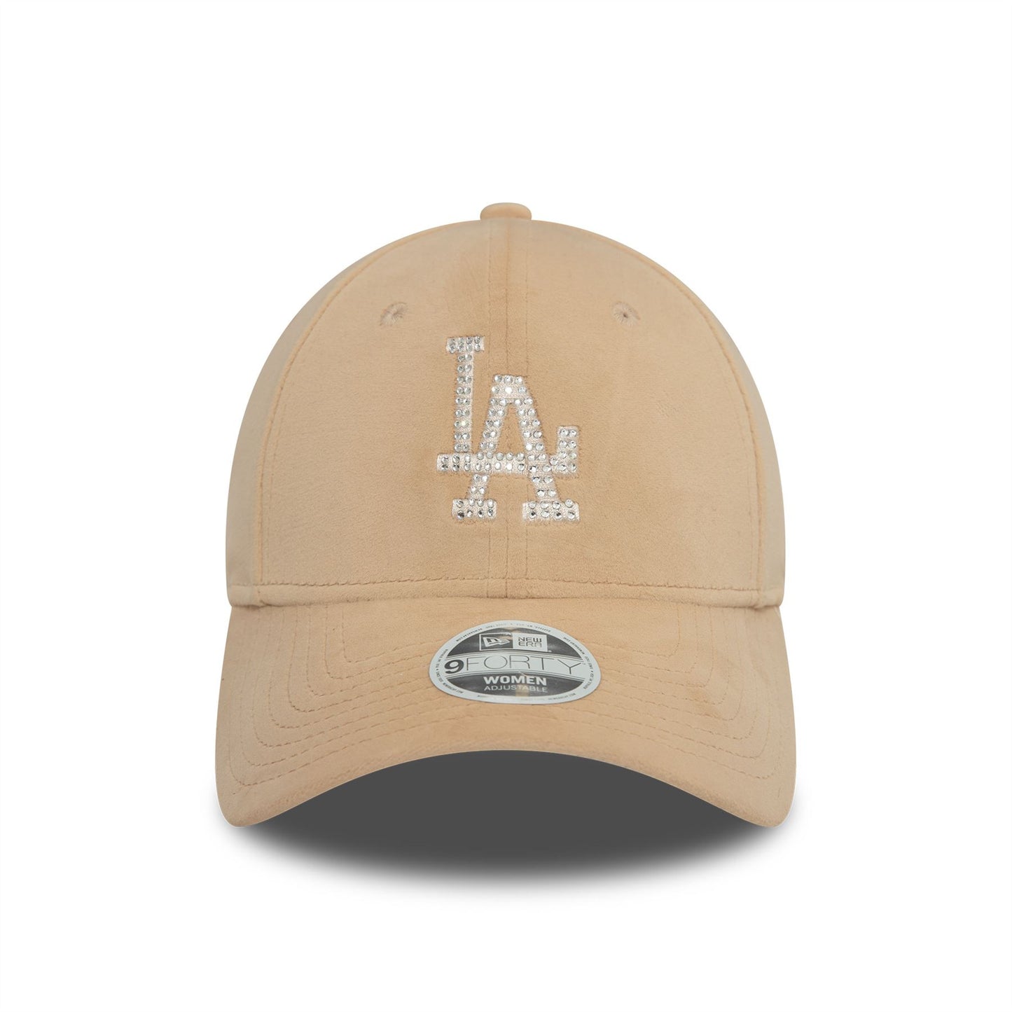 LA Dodgers Womens Velour Diamante Light Beige 9FORTY Adjustable Cap