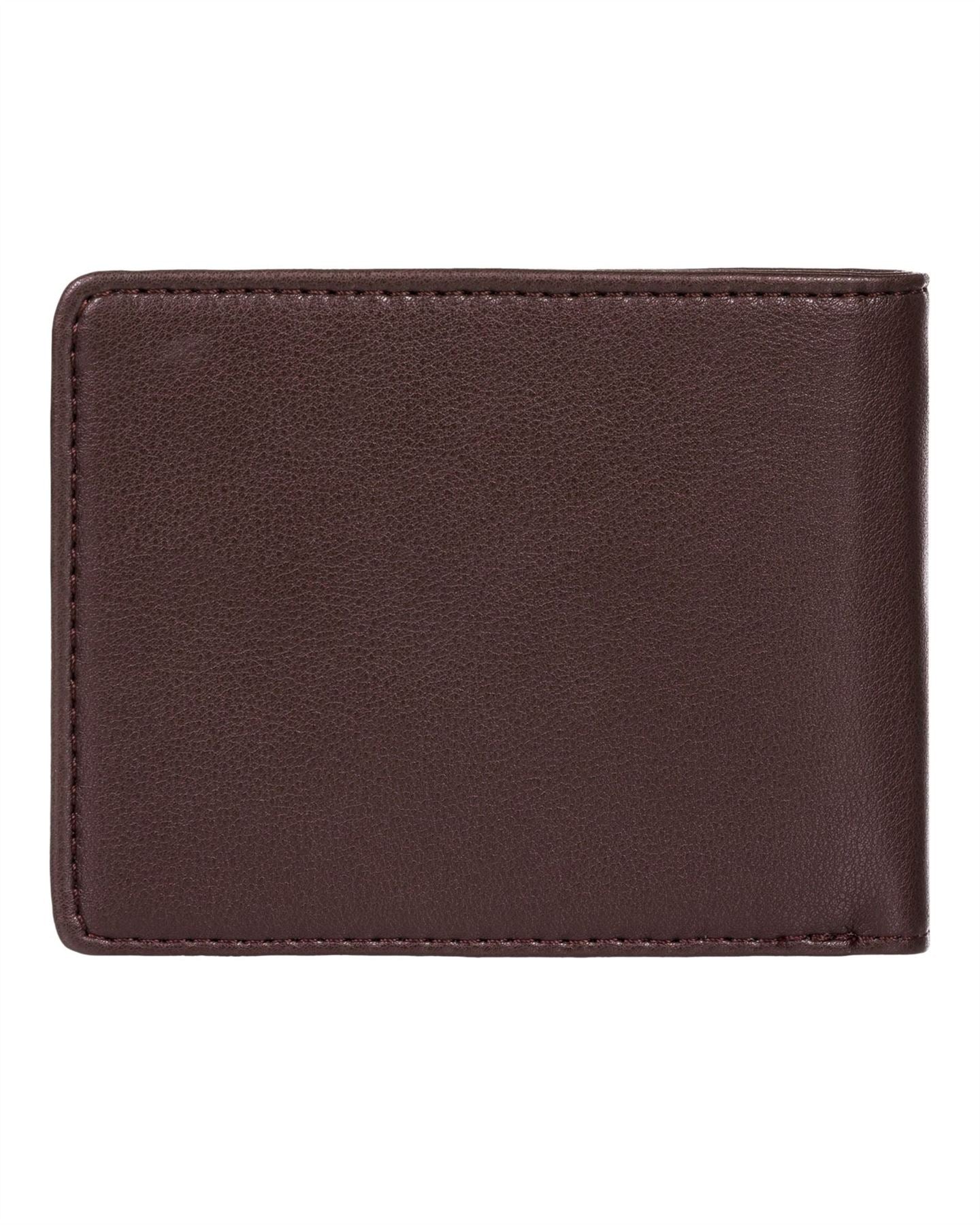 Billabong Bifold Leather Wallet with CC, Note, Coin Pockets ~ Vacant choc