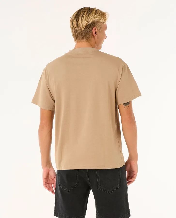 Rip Curl T-Shirt Short Sleeved Cotton Mens Search Embroidery Sand Dune