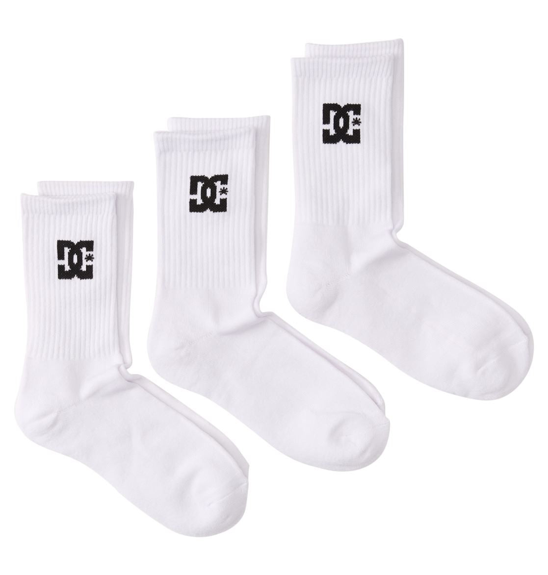 DC Shoes 3 Pack Mens Crew Socks ~ DC white
