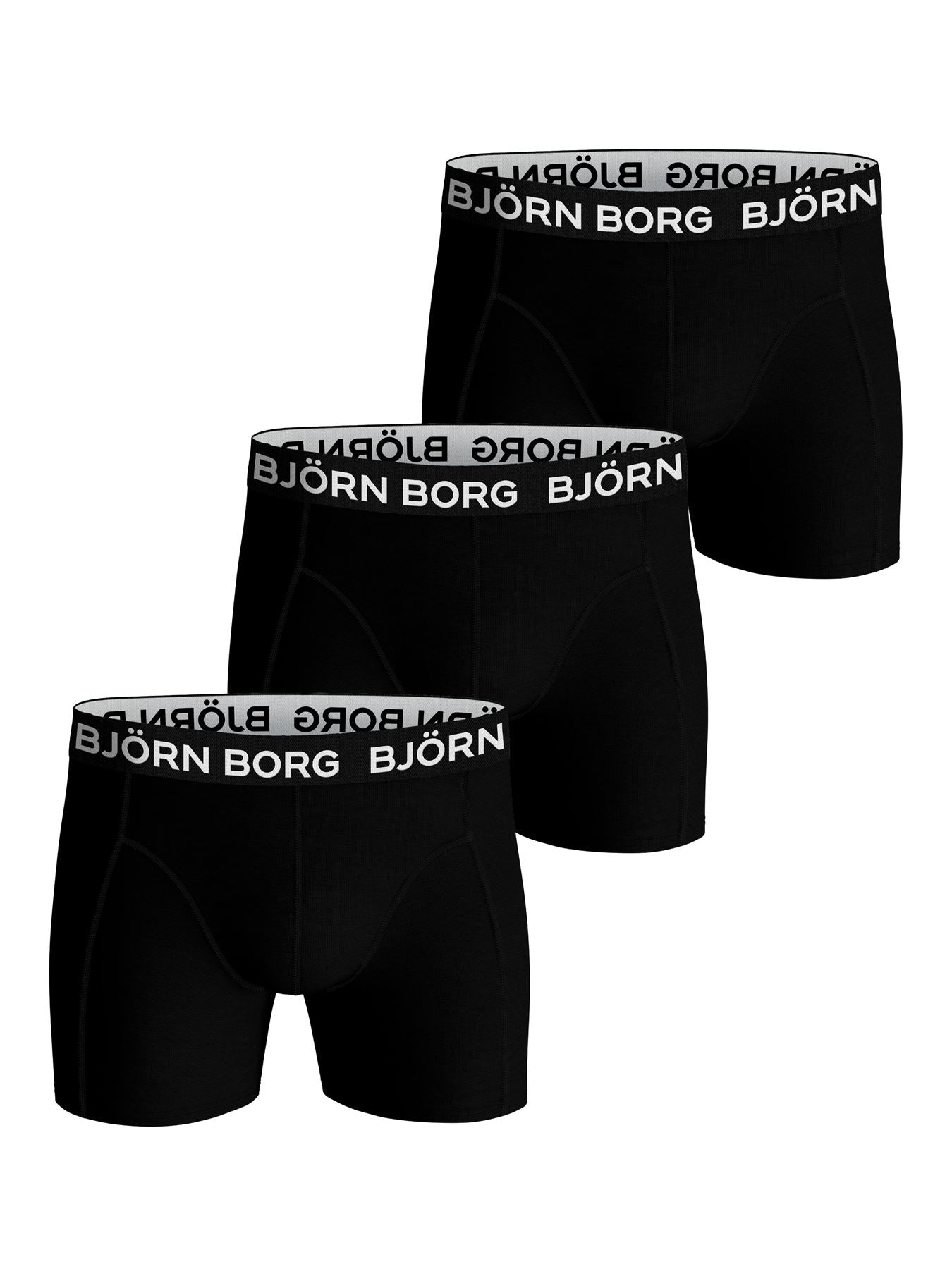 Björn Borg  Premium Cotton Stretch 3 Pack Black Boxer Shorts MP001