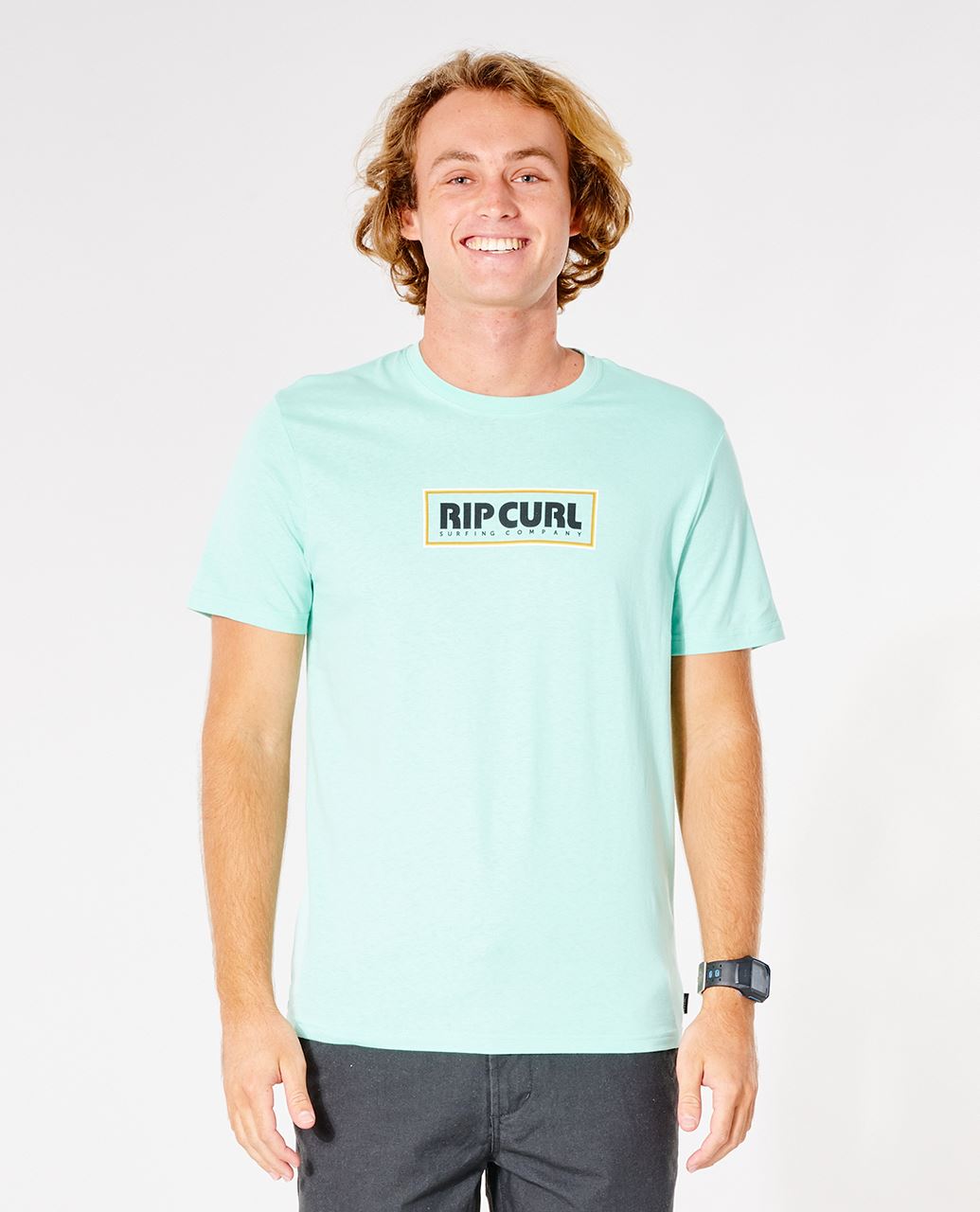 Rip Curl Men's Organic Cotton T-Shirt ~ Big Mumma Icon washed aqua