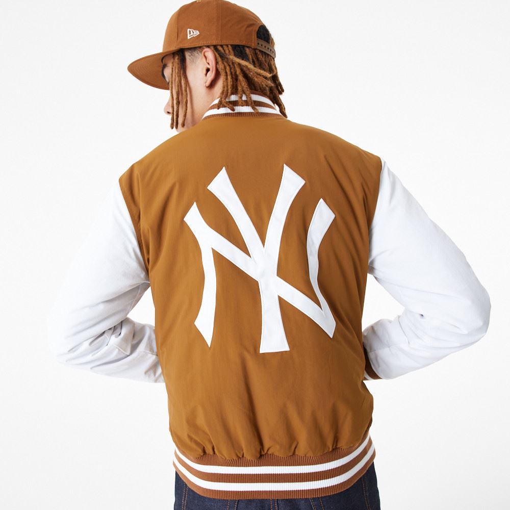 New Era Mens MLB Varsity Bomber Jacket ~ New York Yankees brown