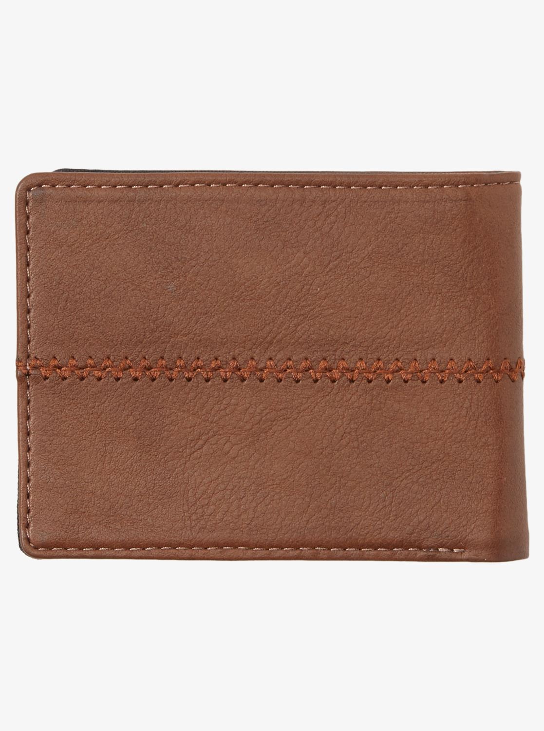 Quiksilver Faux Leather Bi-Fold Wallet~ Stitchy brown
