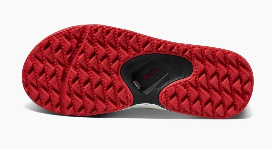 Reef Fanning Pregame Mens Black/Red Sandals With Bottle Opener.