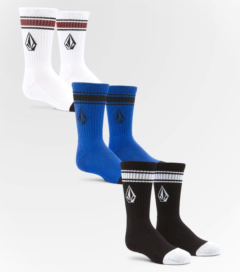 Volcom Socks 3 Pack Full Stone Crew Kids One Size