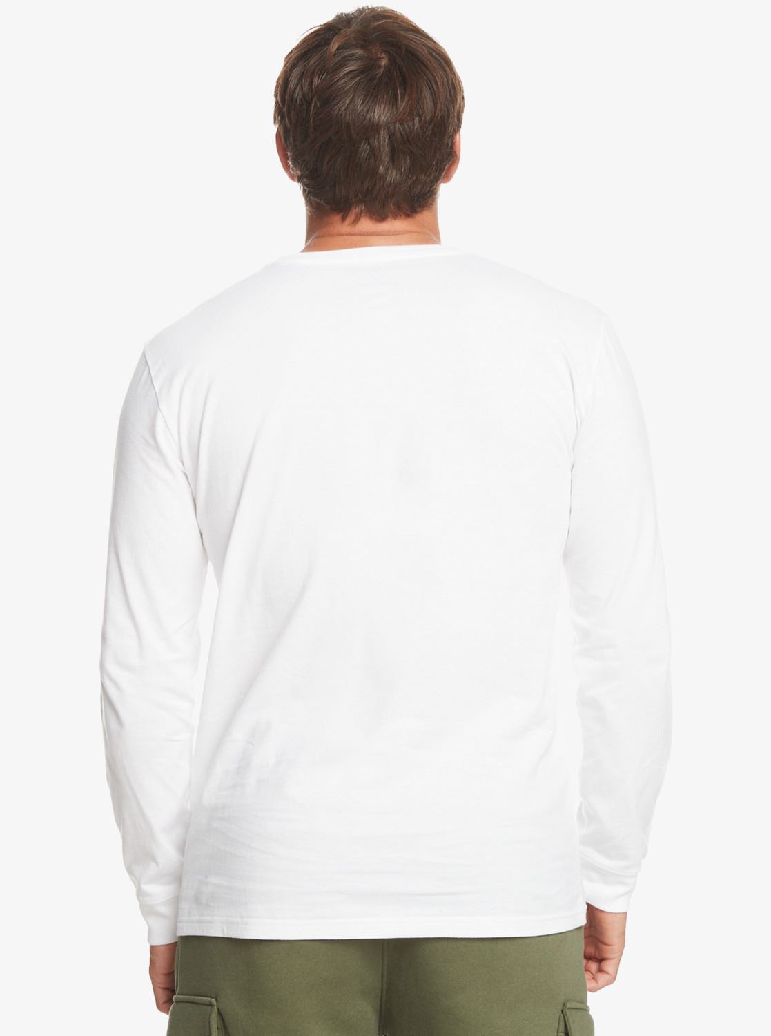 Quiksilver Mens LS Cotton Crew Neck T-Shirt ~ Circled Script white