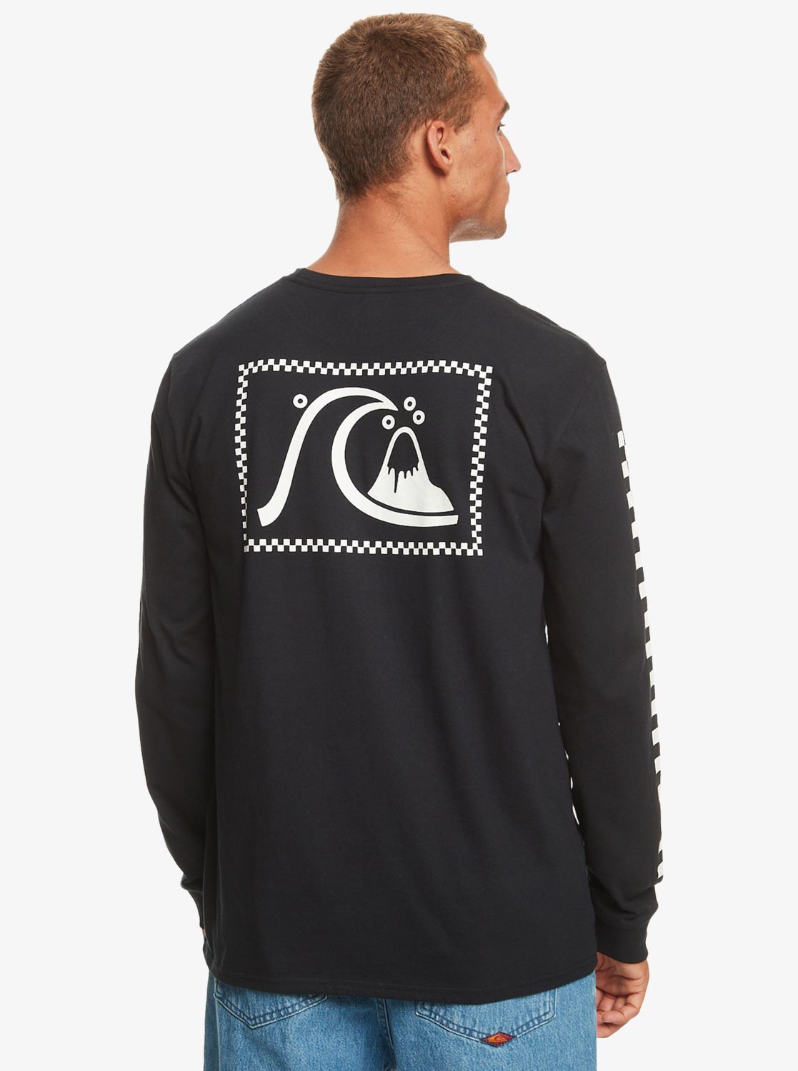 Quiksilver Mens LS Organic Cotton Crew Neck T-Shirt ~ The Original black