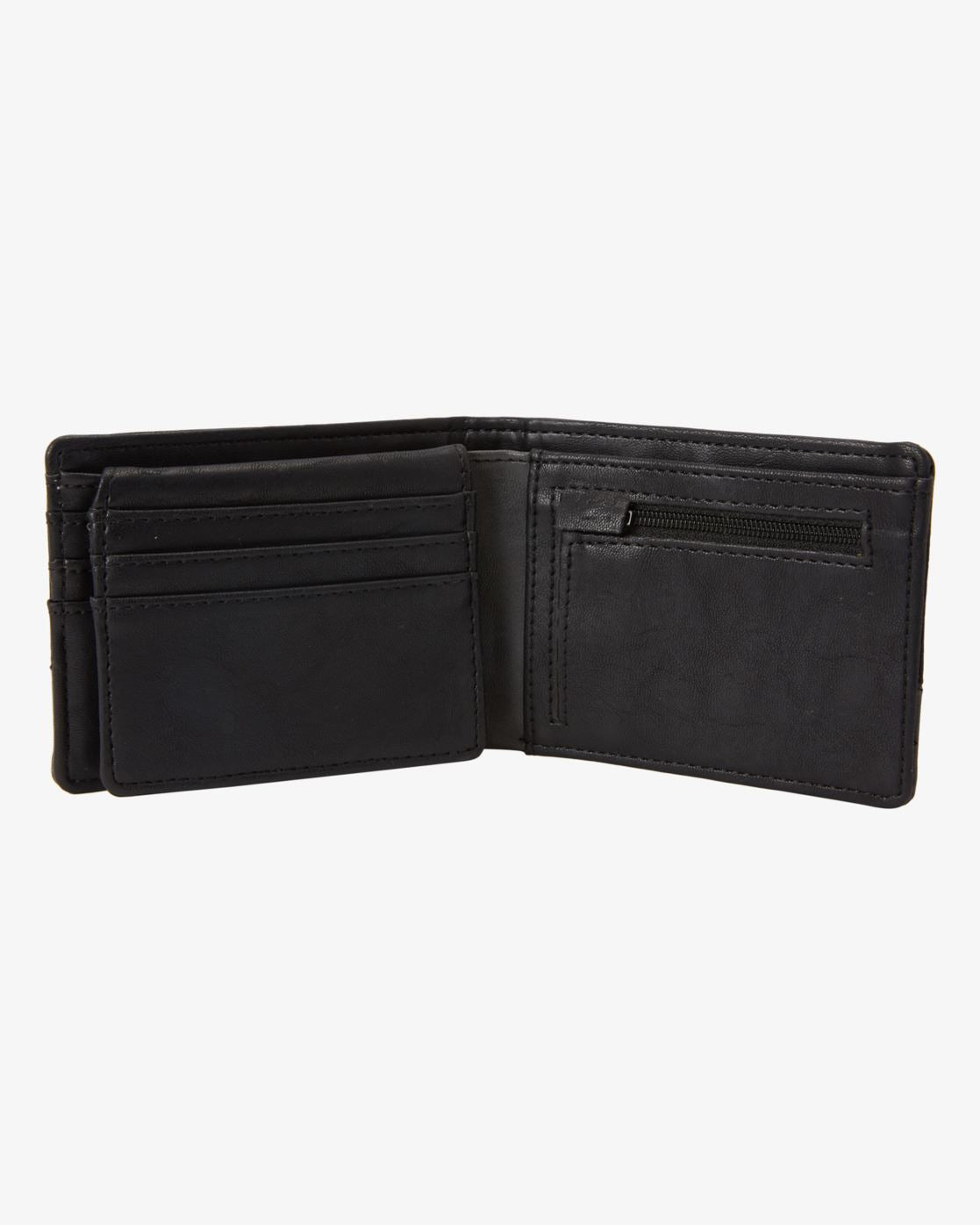 Billabong Faux Leather Bi-Fold Wallet ~ Dimension black charcoal