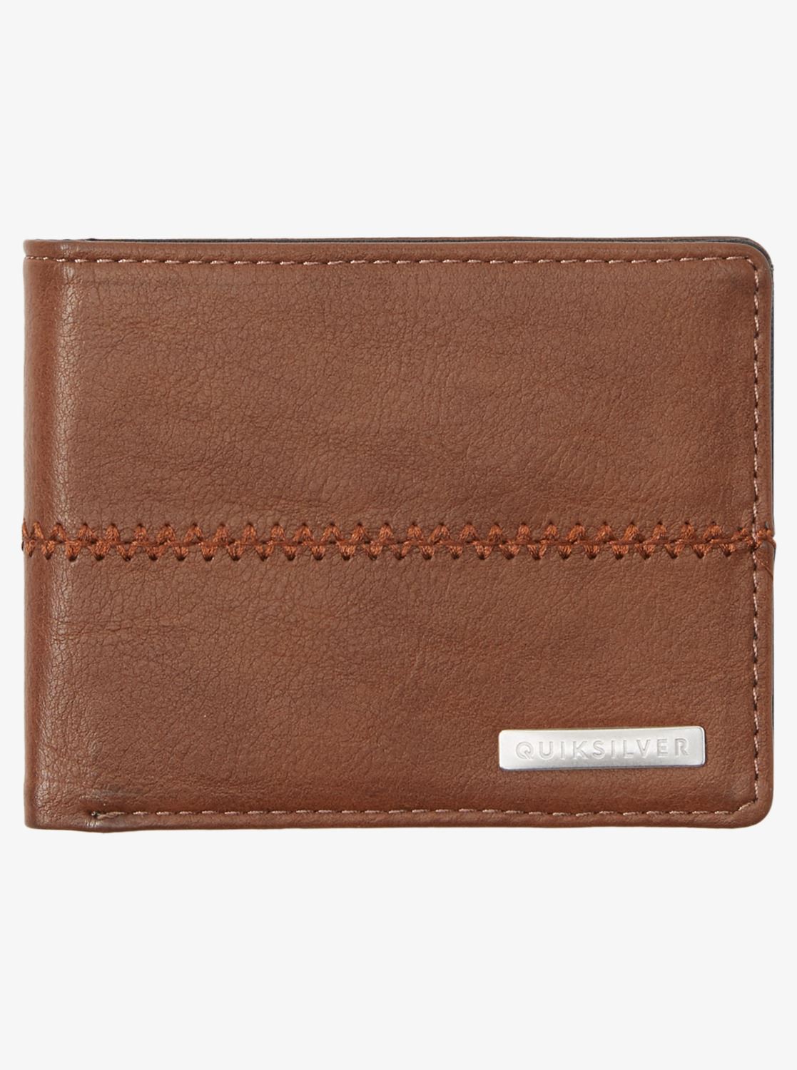Quiksilver Faux Leather Bi-Fold Wallet~ Stitchy brown