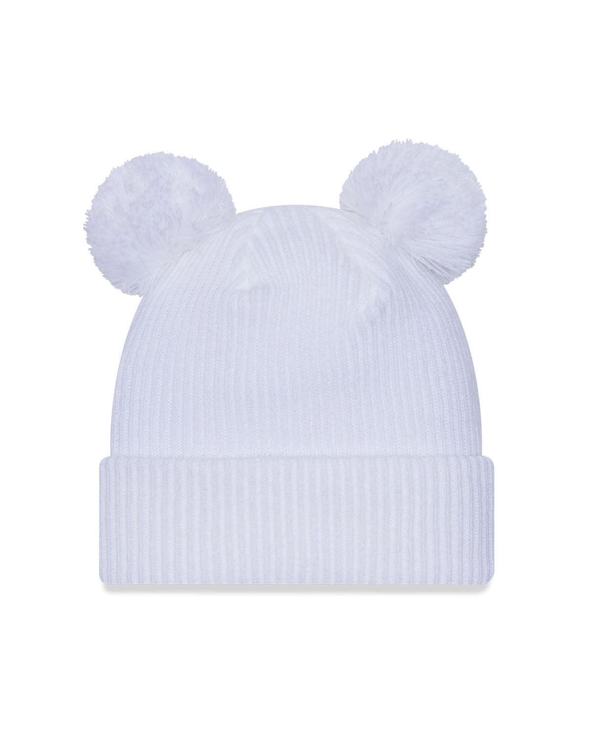 New Era Womens Knitted Rib Pom Pom Beanie ~ New York Yankees white