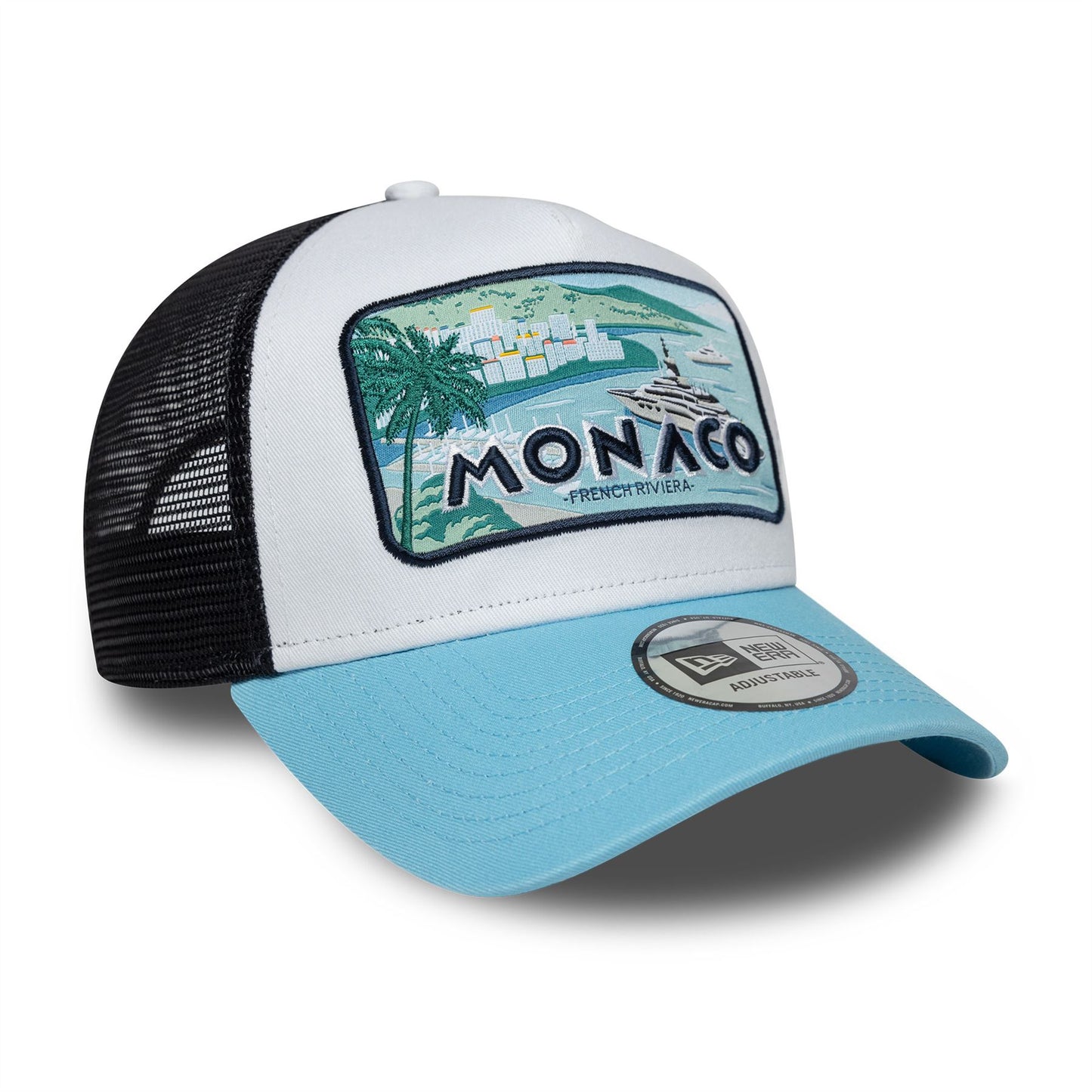 New Era Summer Monaco Pastel Blue 9FORTY A-Frame Trucker Snapback Cap