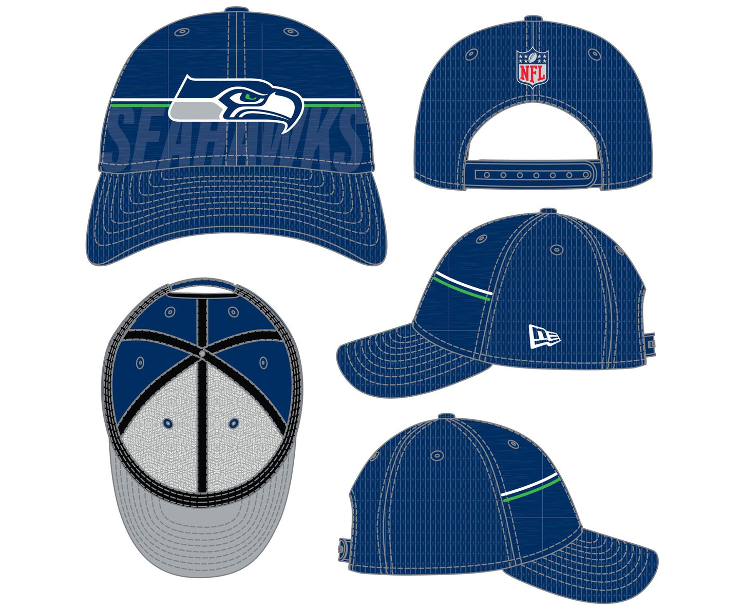New Era Mens 940SS NFL Training Adjustable Cap ~ Seattle Seahawks Blue
