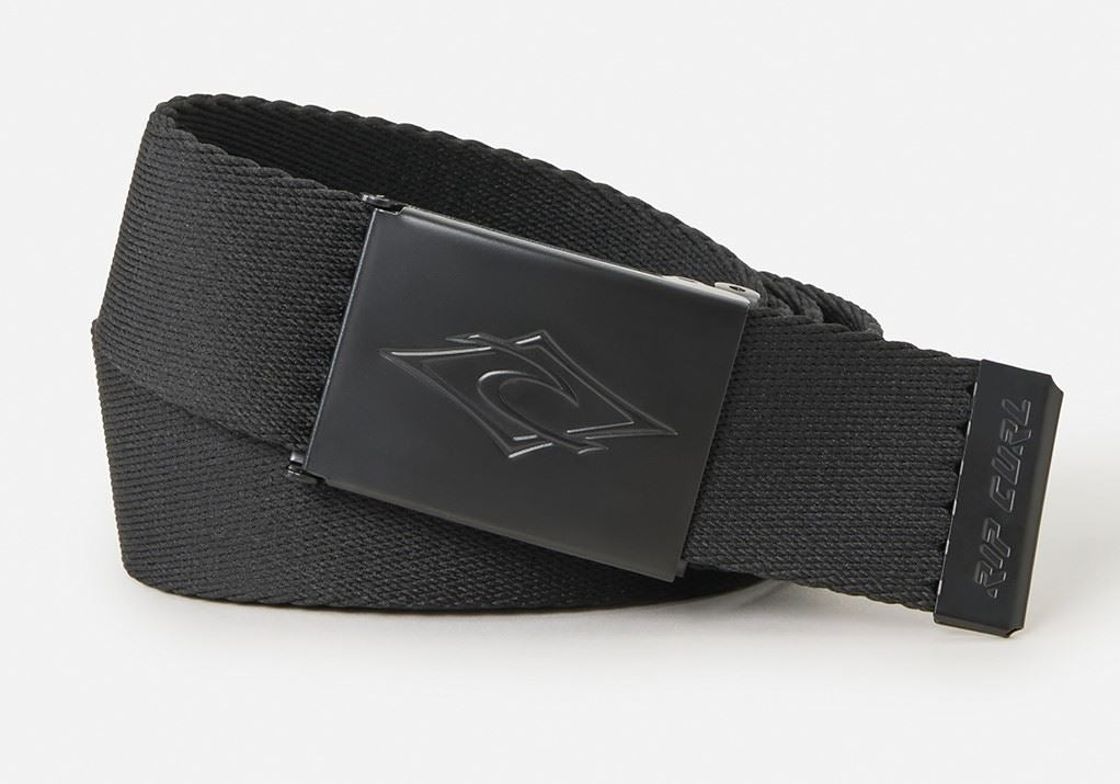 Rip Curl Cotton Web Belt Bottle Opener Reversible Mens Black