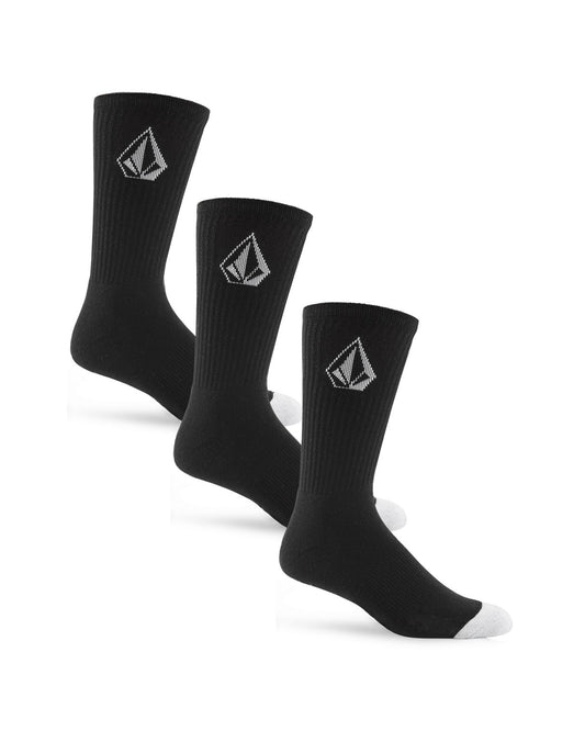 Volcom Socks Crew Mens 3 Pack Stone Black