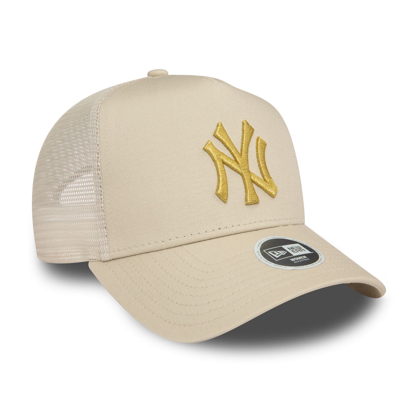 New York Yankees Womens Metallic Cream 9FORTY E-Frame Adjustable Trucker Cap