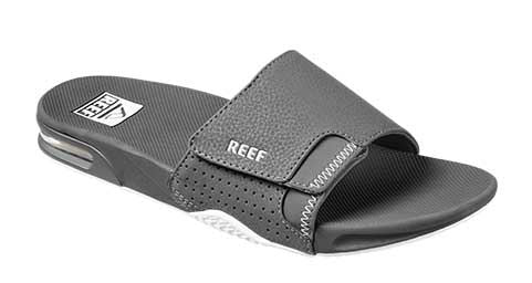 Reef Fanning Slide Mens Water Friendly Grey Sandals With Bottle Opener.