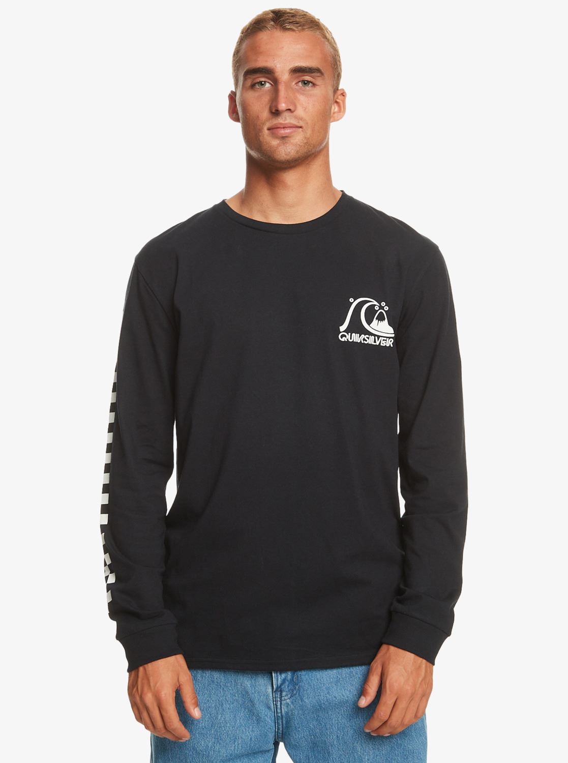 Quiksilver Mens LS Organic Cotton Crew Neck T-Shirt ~ The Original black