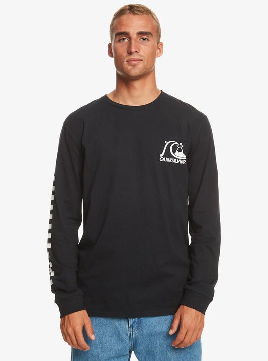 Quiksilver Mens LS Organic Cotton Crew Neck T-Shirt ~ The Original black
