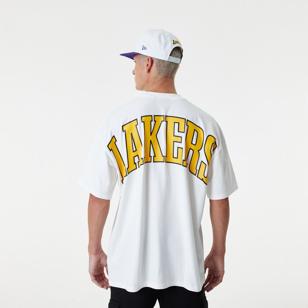 New Era Mens NBA Infill Logo OS T-Shirt ~ LA Lakers White