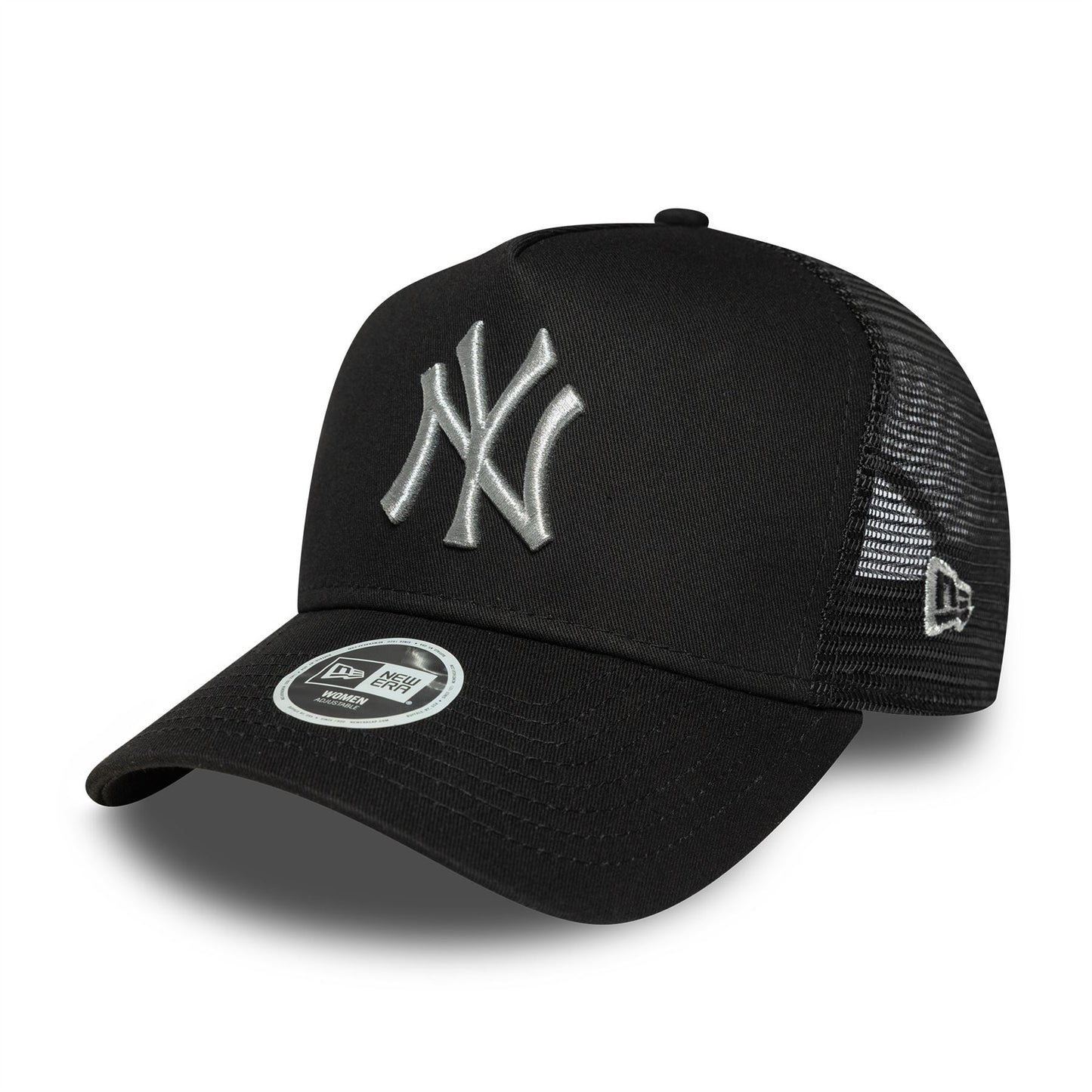 New York Yankees Womens MLB Metallic Black 9FORTY A-Frame Trucker Adjustable Cap
