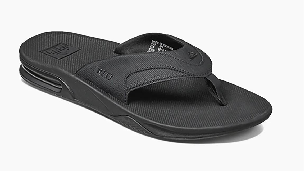 Reef Fanning Mens Water Friendly Grey/Black Sandals With Bottle Opener.