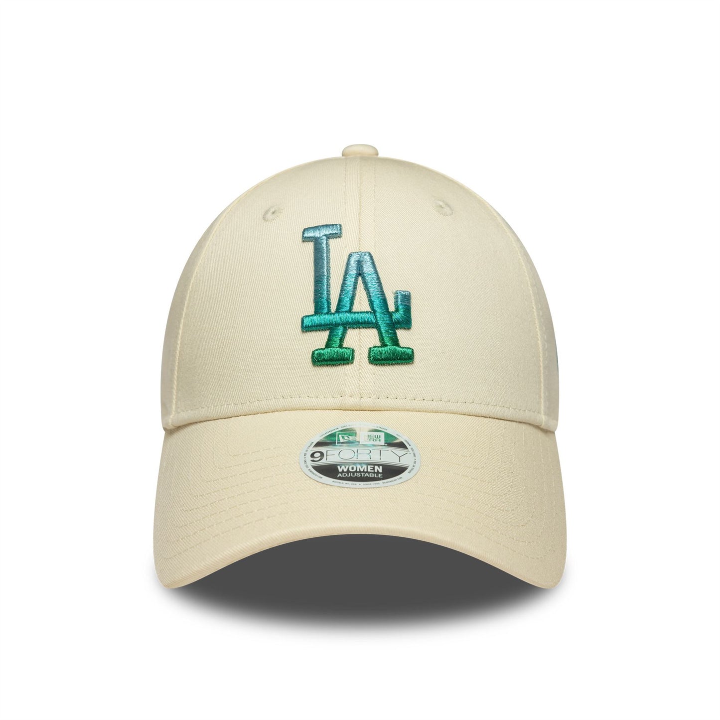 LA Dodgers Womens MLB Metallic Logo Cream 9FORTY Adjustable New Era Cap