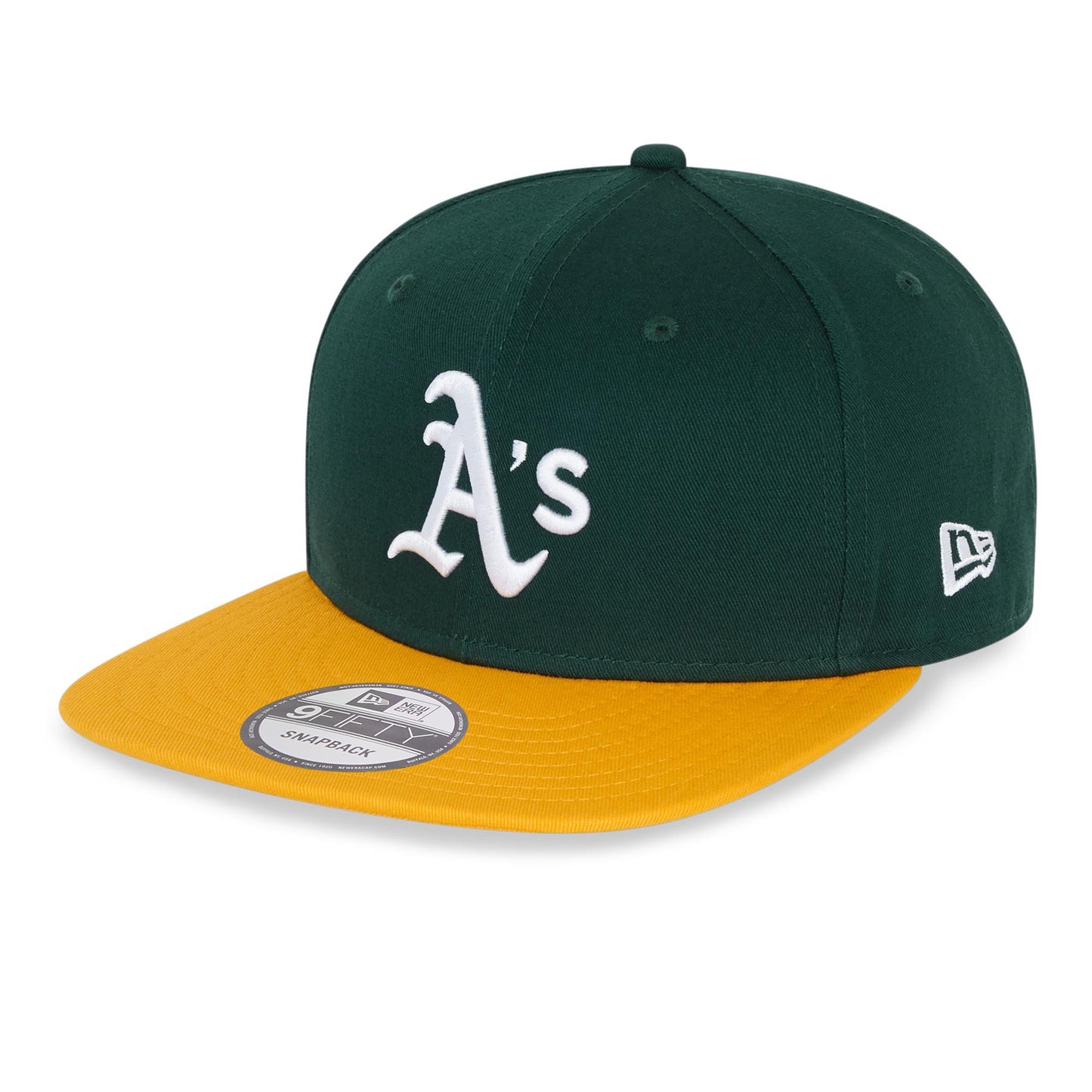 New Era Mens MLB 9Fifty Snapback Flat Brim Cap ~ Oakland Athletics Green Yellow
