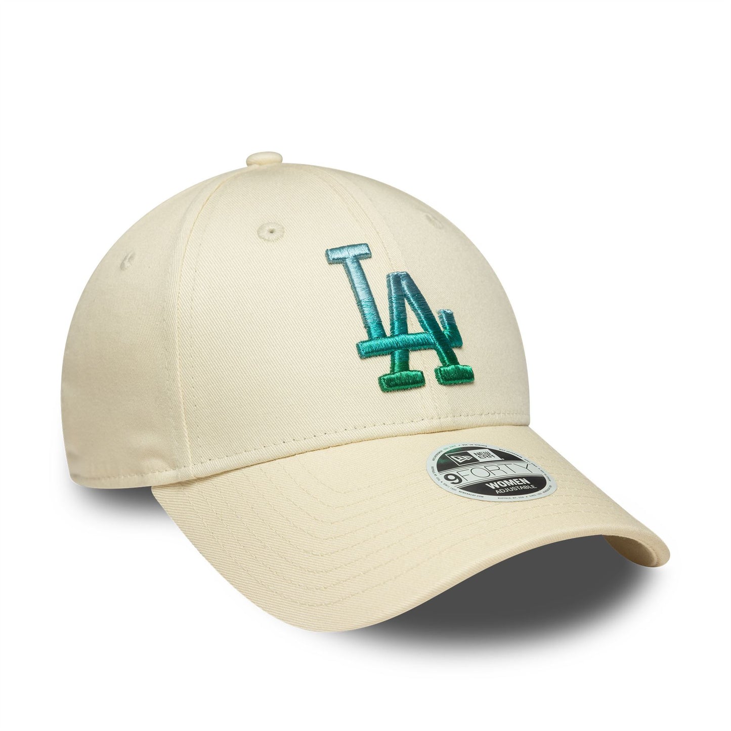 LA Dodgers Womens MLB Metallic Logo Cream 9FORTY Adjustable New Era Cap