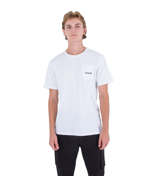 Hurley Mens Cotton SS T-Shirt ~ One & Only Pocket white