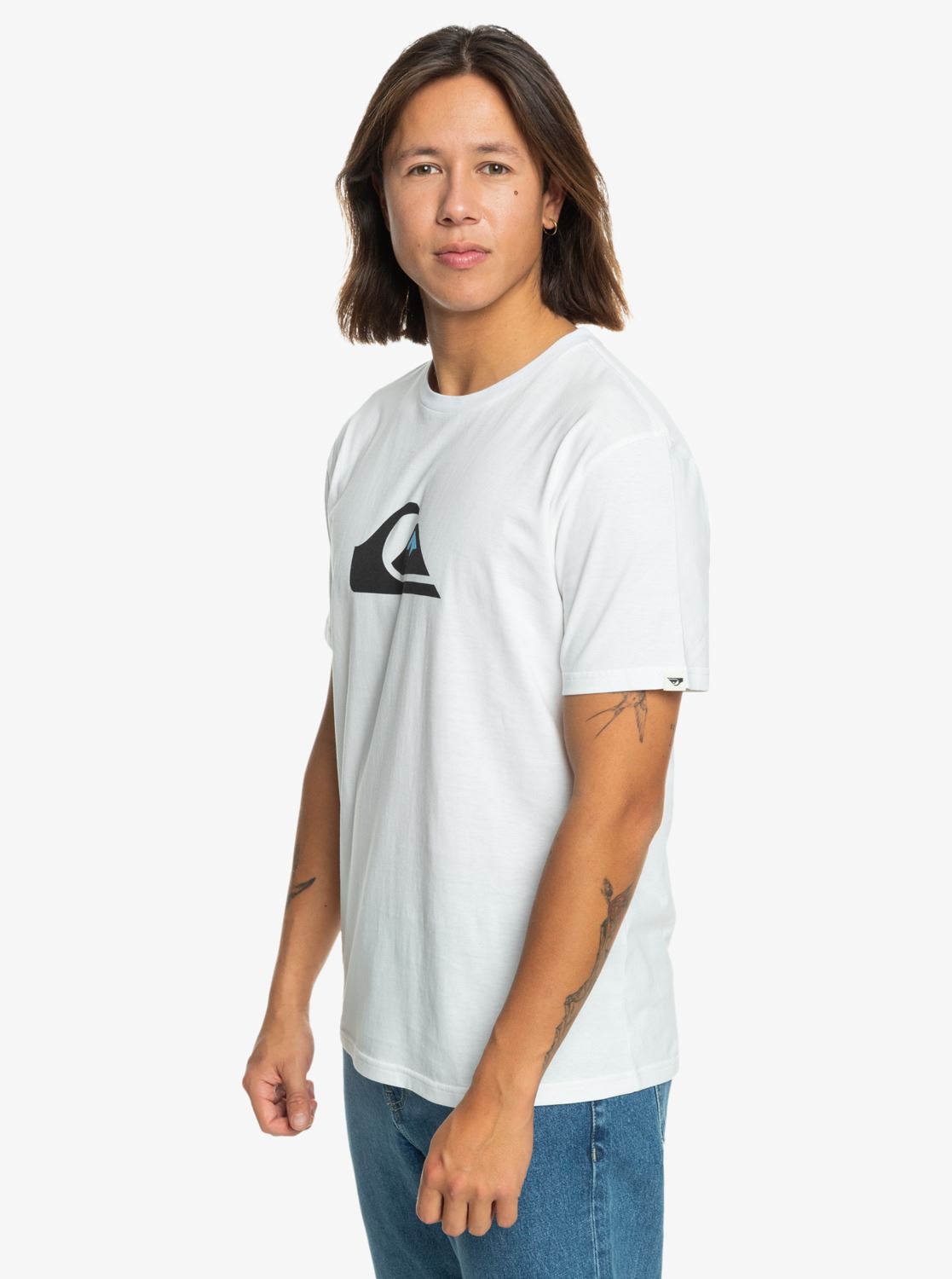 Quiksilver Mens SS Cotton T-Shirt ~ Comp logo white