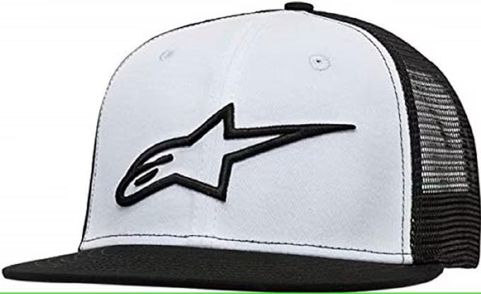 Alpinestars Men's 6 panel Snapback Mesh Trucker Cap ~ Corp Trucker black white (NOS)