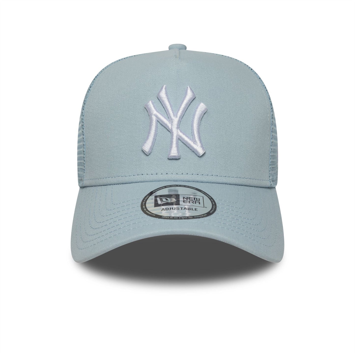 New York Yankees MLB League Essential Pastel Blue 9FORTY A-Frame Trucker Snapback Cap