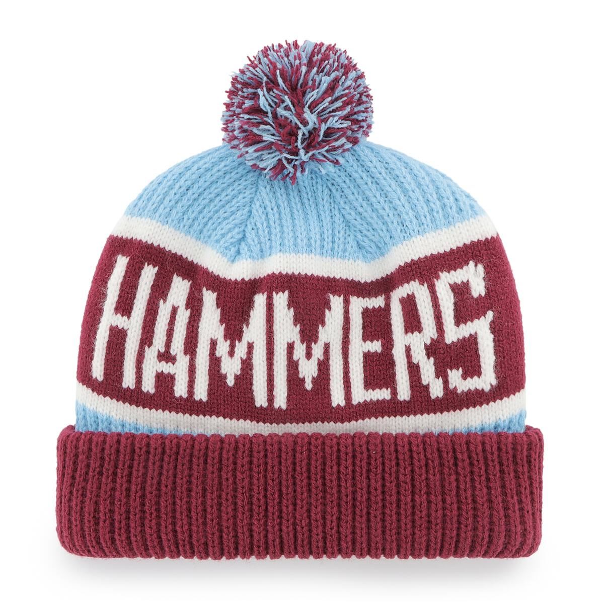 47 Brand Mens Knitted Calgary Cuff Beanie ~ West Ham United FC  Claret and Blue