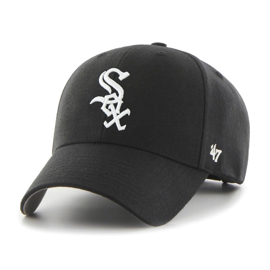 47 Brand Mens 6 panel Adjustable MVP Cap ~ Chicago White Sox black