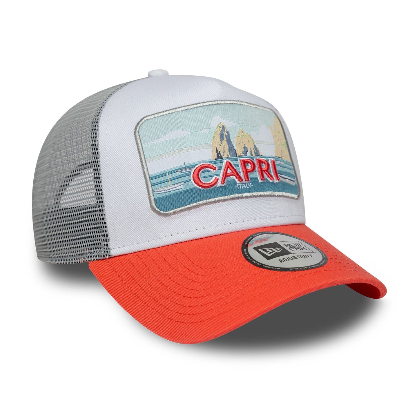 New Era Summer Capri Orange 9FORTY A-Frame Trucker Snapback Cap
