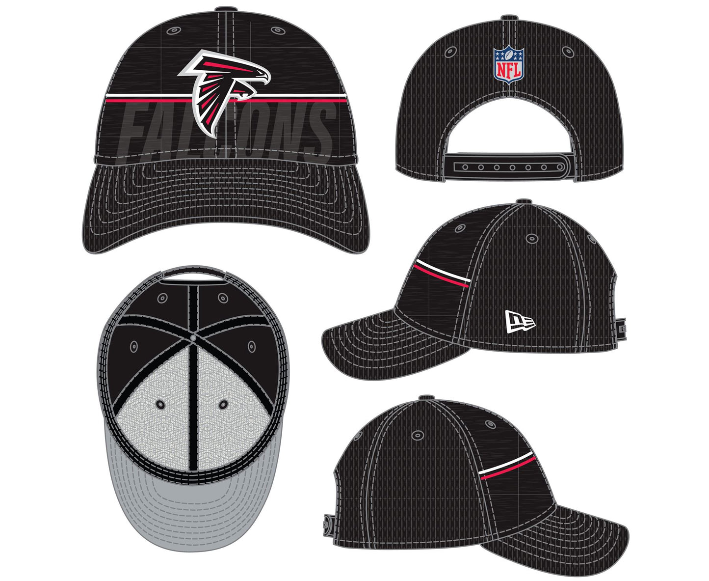 New Era Mens 940SS NFL Training Adjustable Cap ~ Atlanta Falcons Black
