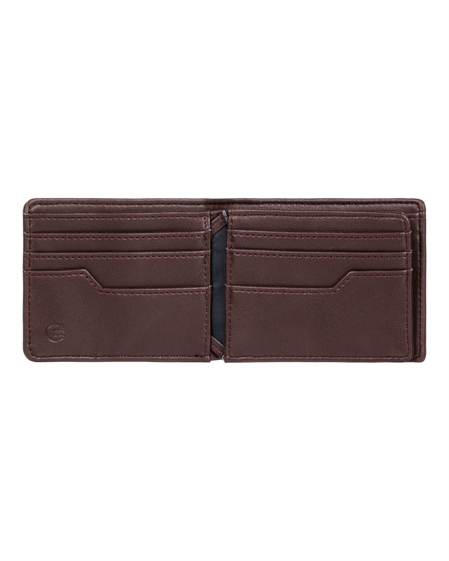 Billabong Bifold Leather Wallet with CC, Note, Coin Pockets ~ Vacant choc