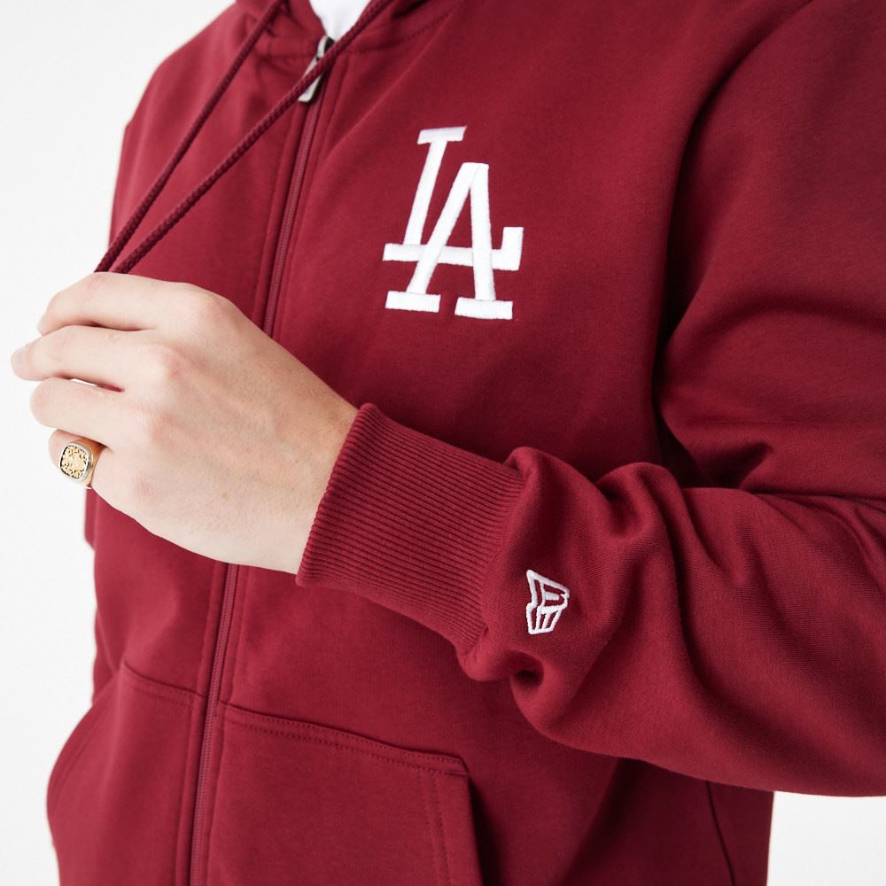 New Era Mens League Essential Crew Neck FZ Hoody ~ LA Dodgers cardinal