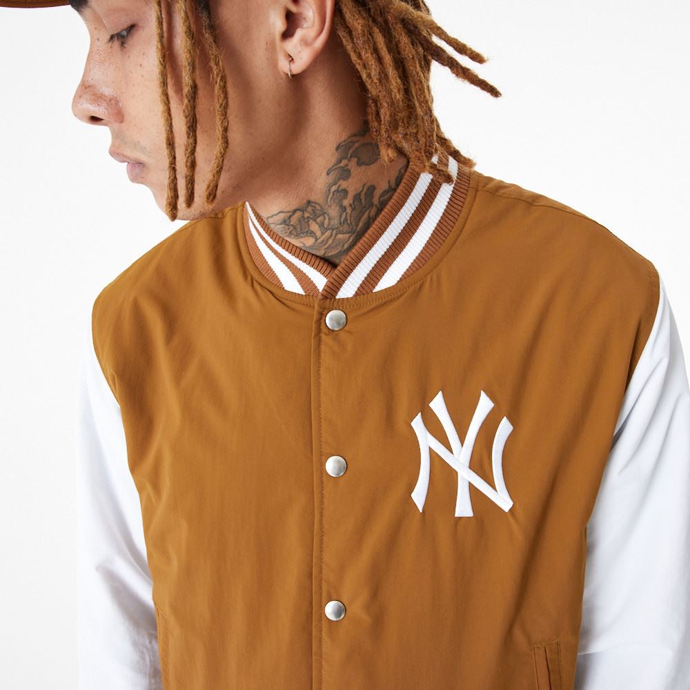 New Era Mens MLB Varsity Bomber Jacket ~ New York Yankees brown