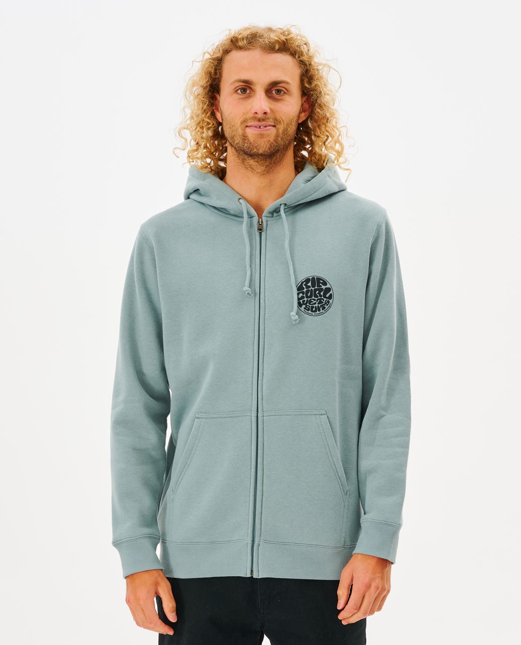 Rip Curl Men's Zip Hooded Fleece ~ Wetsuit Icon mineral blue