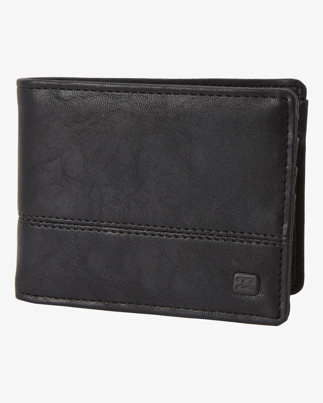 Billabong Faux Leather Bi-Fold Wallet ~ Dimension black grain
