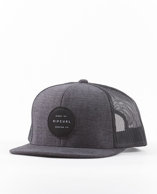 Rip Curl Mens Flat Peak Trucker cap ~ Routine  Trucker black
