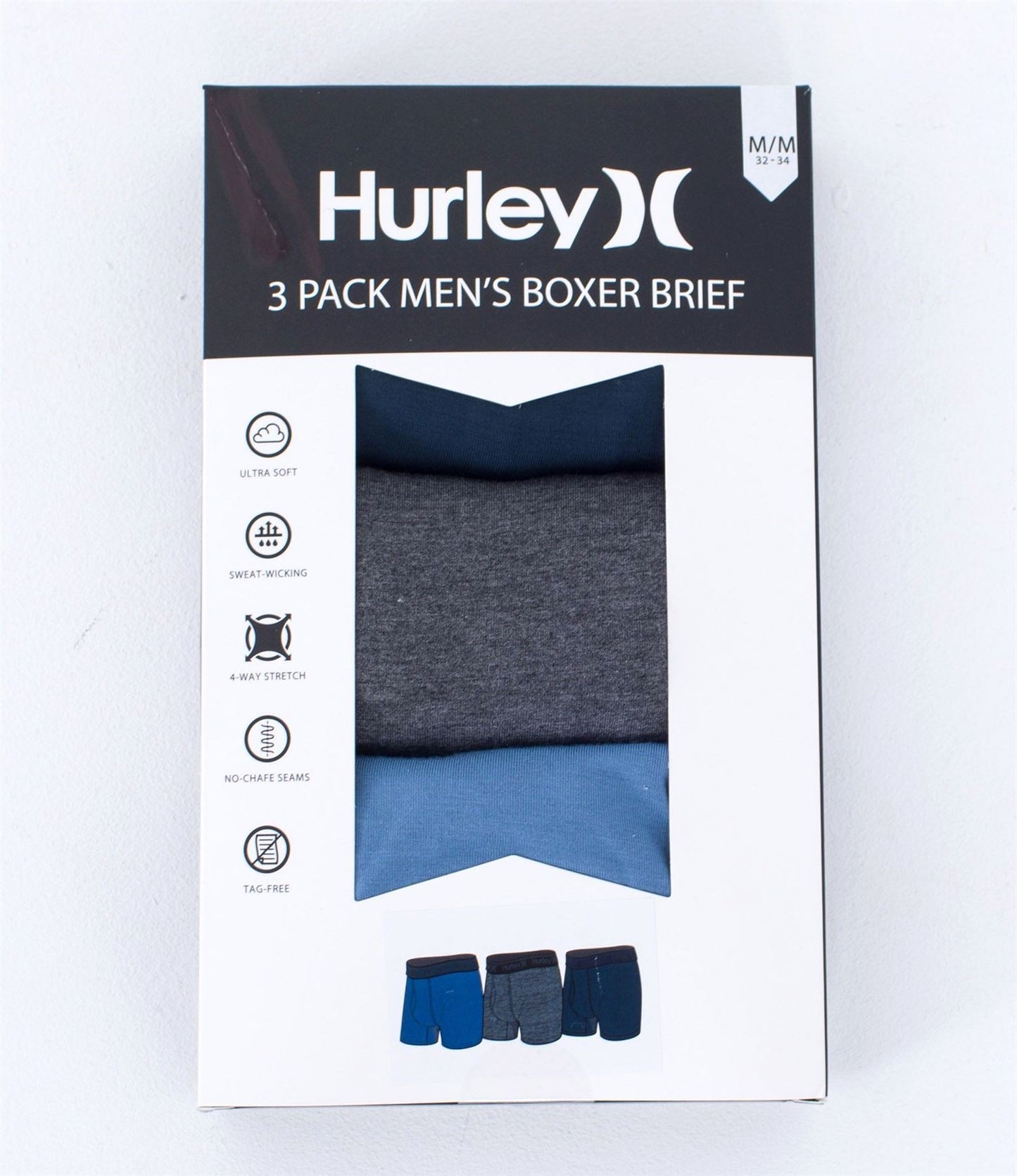 Hurley Supersoft 3 Pack Mens Boxer briefs